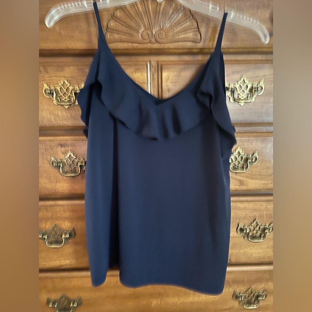 Banana Republic Navy Camisole with Ruffle Detail